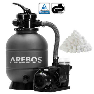 Arebos Sandfilteranlage mit Pumpe inkl.700g Filterbälle, 400 W, 7 Wege-Ventil (Set)