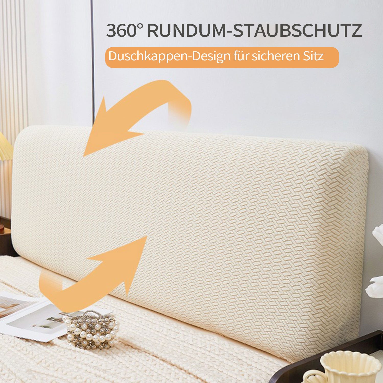 Refttenw Betthusse Kopfteil Bezug Dehnbarer, Weicher, Staubdichter Bettkopfteil Hussen