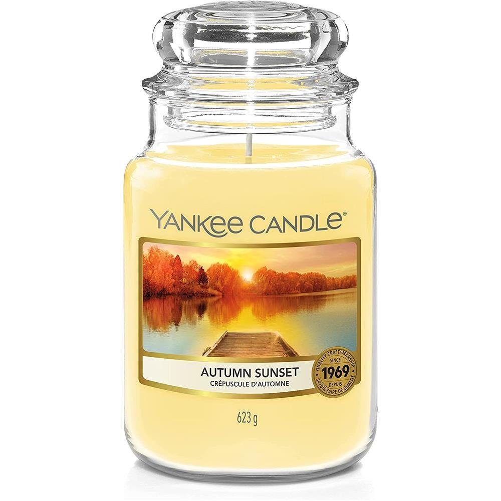 Yankee Candle Duftkerze Autumn Sunset, im Glas, 623 g, Zeder / Sandelholz / Zitrus, bis 150 Stunden