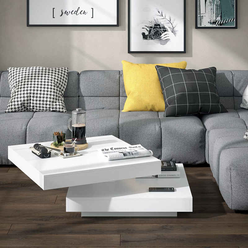 Vicco Couchtisch »ELIAS weiß 360° drehbar 78 x 78 x 34 cm Wohnzimmertisch Tisch«