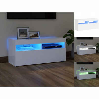 vidaXL TV-Schrank TV-Schrank mit LED-Leuchten Weiß 90x35x40 cm Lowboard