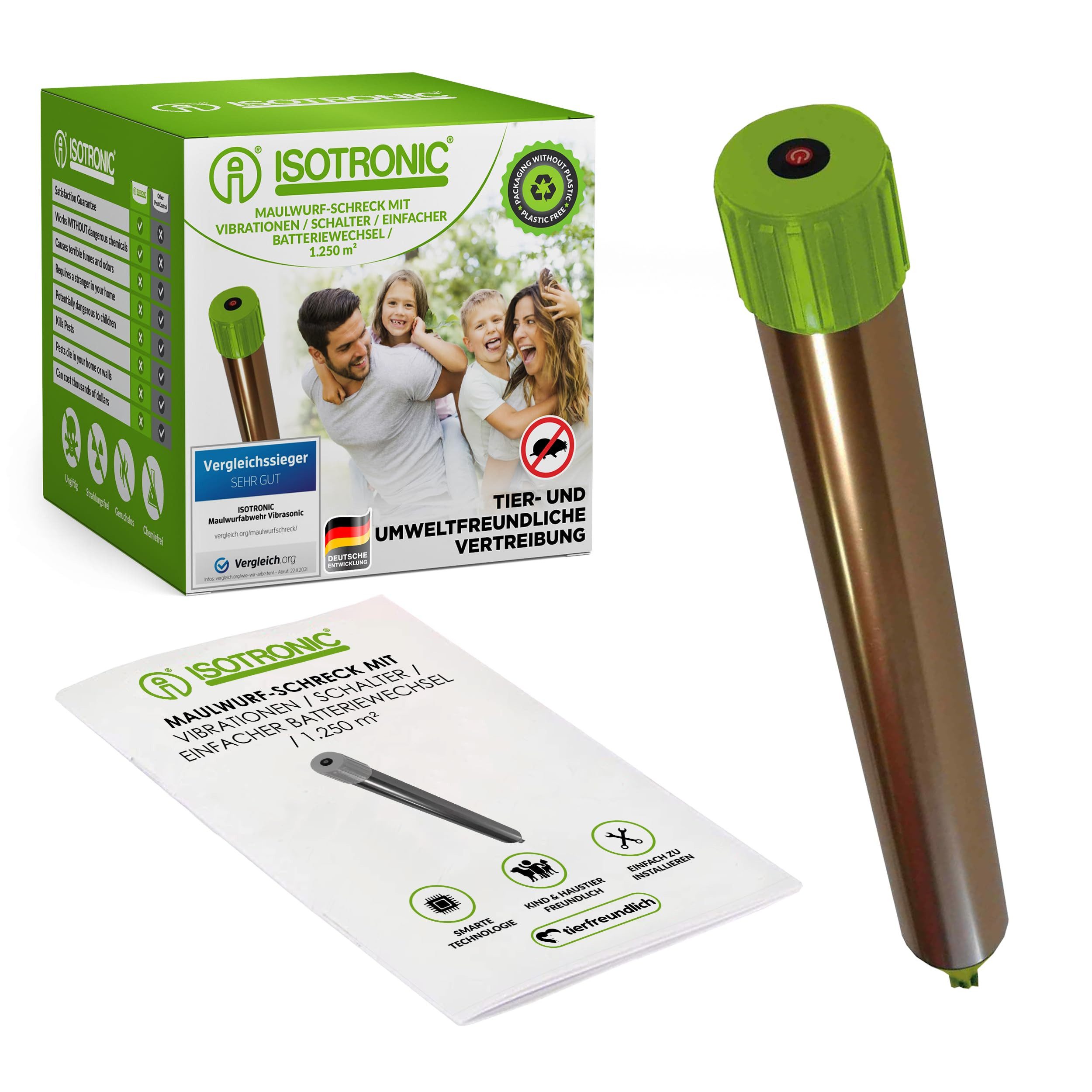 ISOTRONIC Vibrations-Tierabwehr Goldfinger Wühltiervertreiber Batterie, 1-tlg.