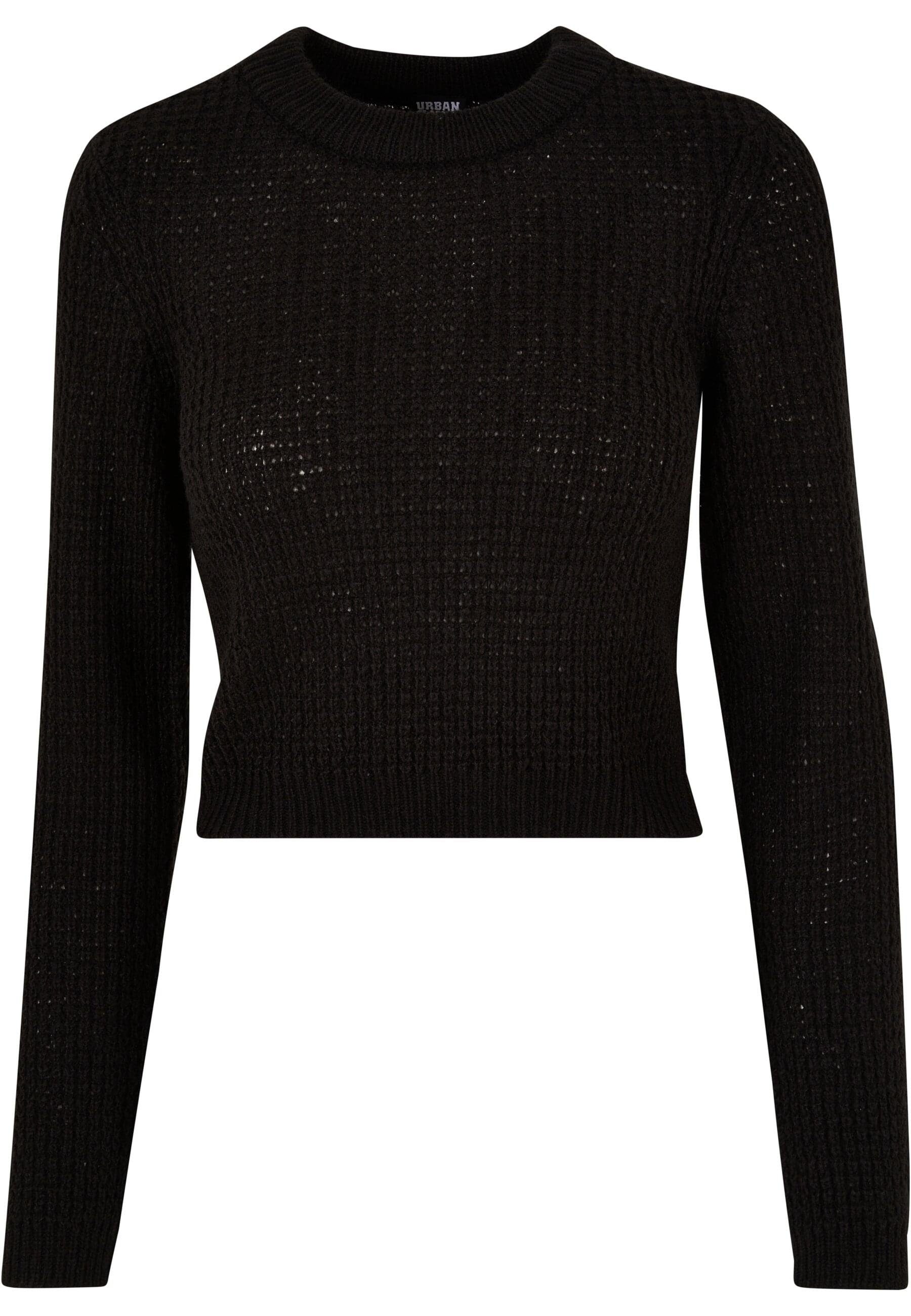 URBAN CLASSICS Strickpullover Damen Ladies Short Waffle Sweater (1-tlg) black