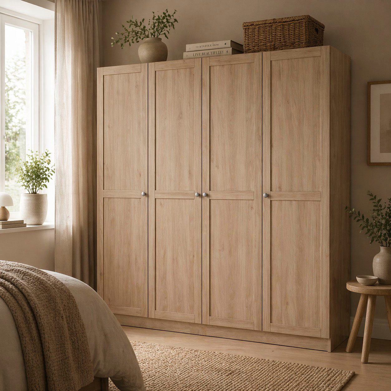 Home affaire Kleiderschrank Billund, skandinavischen Design & viel Stauraum, 2 Breiten 145/195 cm Viel Stauraum mit Böden & Kleiderstange, praktische Aufteilung