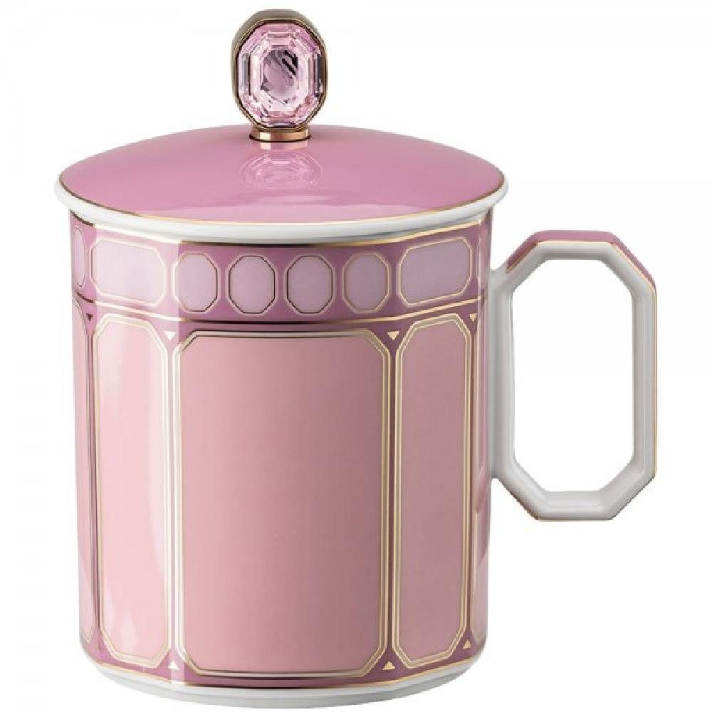 Rosenthal Tasse x Swarovski Becher mit Henkel mit Deckel Signum Rose