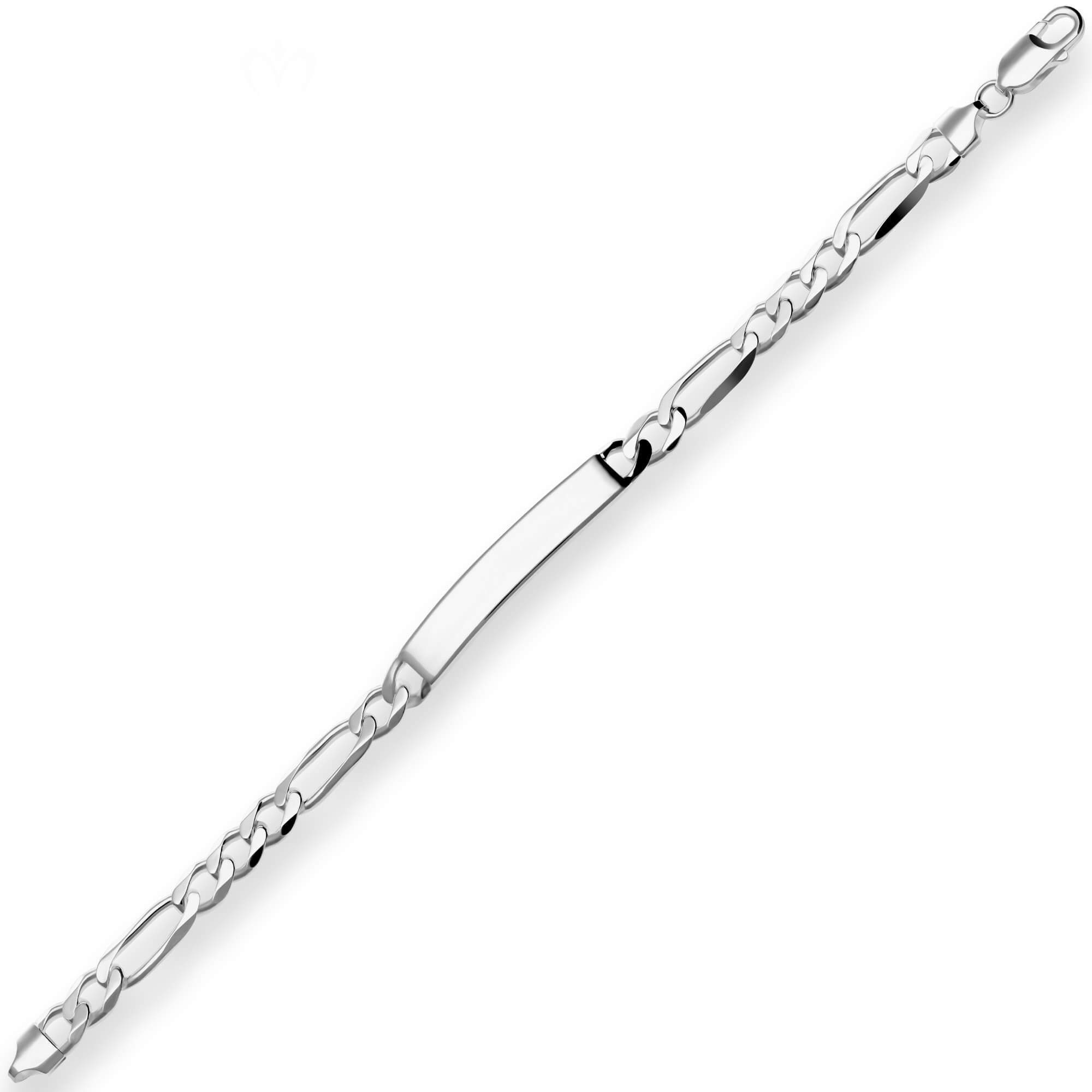 Silberarmband 7,4mm Id-Armband Figarokette aus 925 Silber rhodiniert 21cm