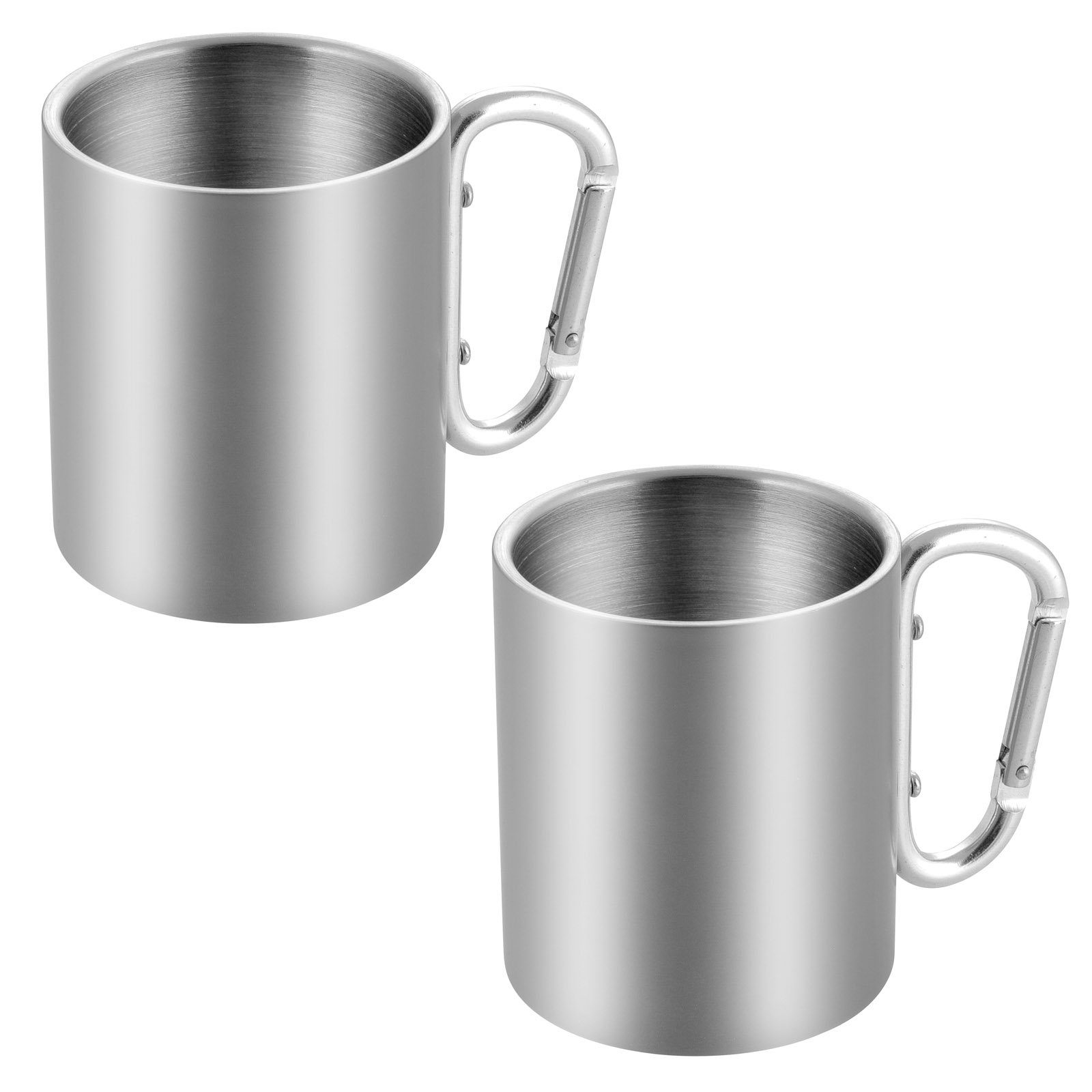 HAC24 Thermobecher Trinkbecher Isolierbecher Edelstahlbecher, 2-tlg., Edelstahl, mit Karabiner Doppelwandig 280 ml