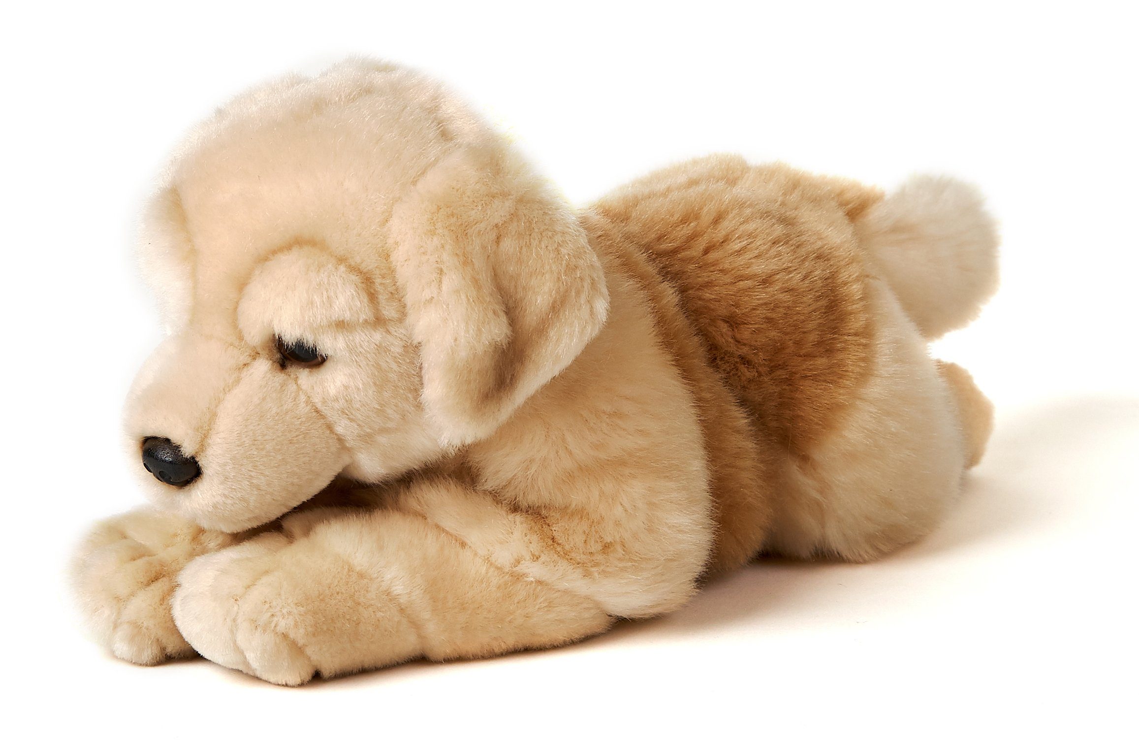 Uni-Toys Kuscheltier Golden Retriever, liegend - 31 cm (Länge) - Plüsch-Hund - Plüschtier, zu 100 % recyceltes Füllmaterial | Kuscheltiere