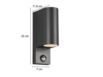 meineWunschleuchte Außen-Wandleuchte, Bewegungsmelder, ohne Leuchtmittel, Up and Down Light Fassaden-Beleuchtung für Haus-Wand IP 44, Anthrazit