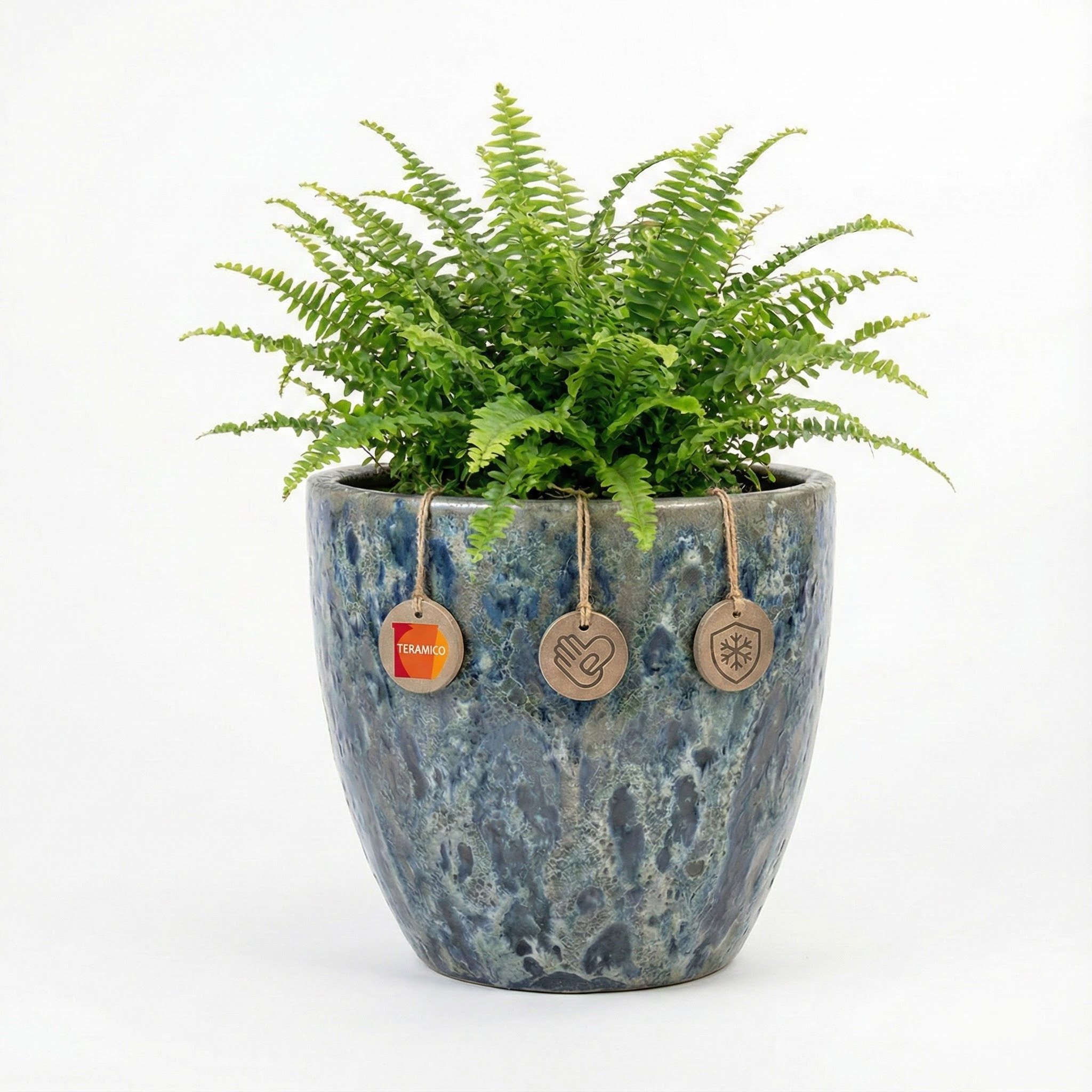 Teramico Blumentopf Pflanzgefäß "Egg Pot" Lava Blau – Ø 21 bis 38 cm – Struktur (1 St), Frostfest, UV-Fest