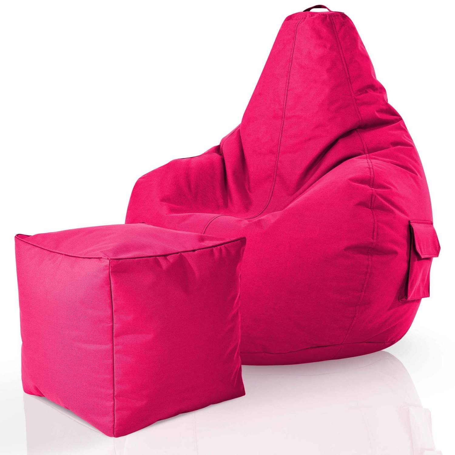 Green Bean Sitzsack Gaming Sitzsack + Hocker Cozy+Cube (2er Set Sitzsack + Hocker - fertig befüllt - robust waschbar schmutzabweisend -, Kinder & Erwachsene Bean Bag Bodenkissen), Lounge Sitzhocker Relax-Sessel Gamer Gamingstuhl Pouf