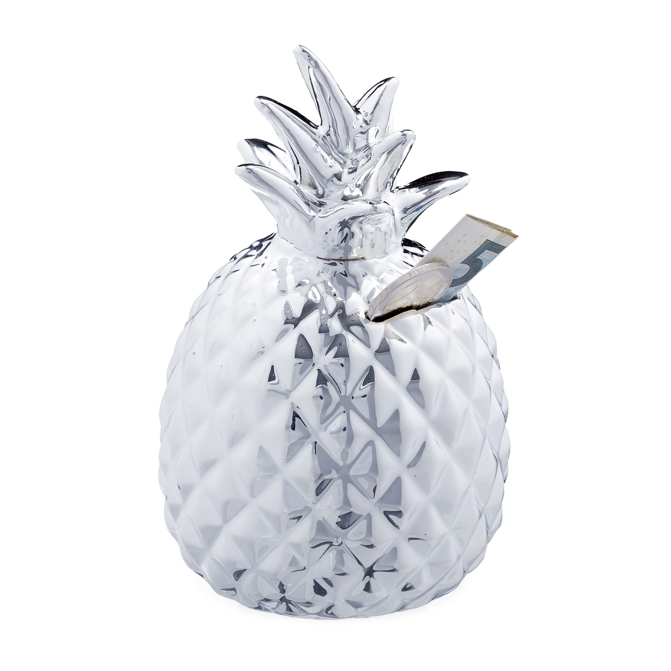 Spardose Silber in Ananas Spardose relaxdays