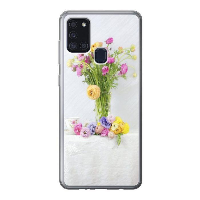 MuchoWow Handyhülle Stillleben - Farben - Blumen Handyhülle Samsung Galaxy A21s Smartphone-Bumper Print Handy