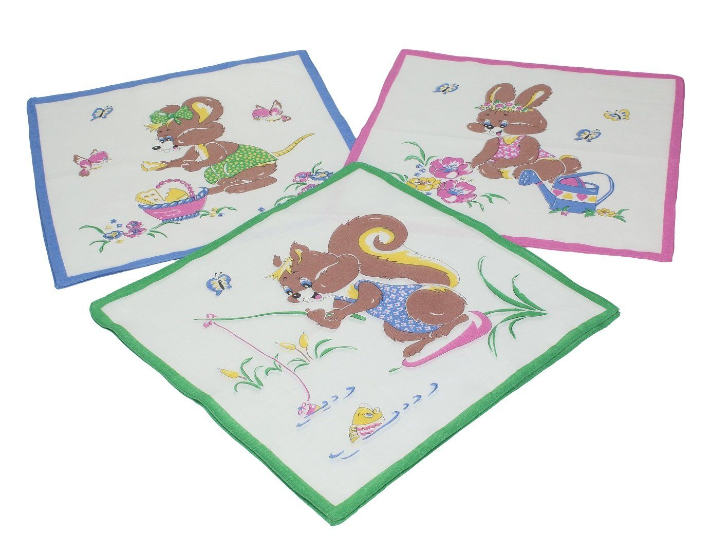 Betz Taschentuch 12 Stück Kinder Stoff Taschentücher Kindertaschentücher Set Größe 26x26 cm 100% Baumwolle Tier Motive Design 6
