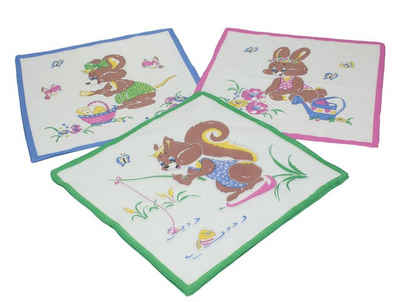 Betz Taschentuch 12 Stück Kinder Stoff Taschentücher Kindertaschentücher Set Größe 26x26 cm 100% Baumwolle Tier Motive Design 6