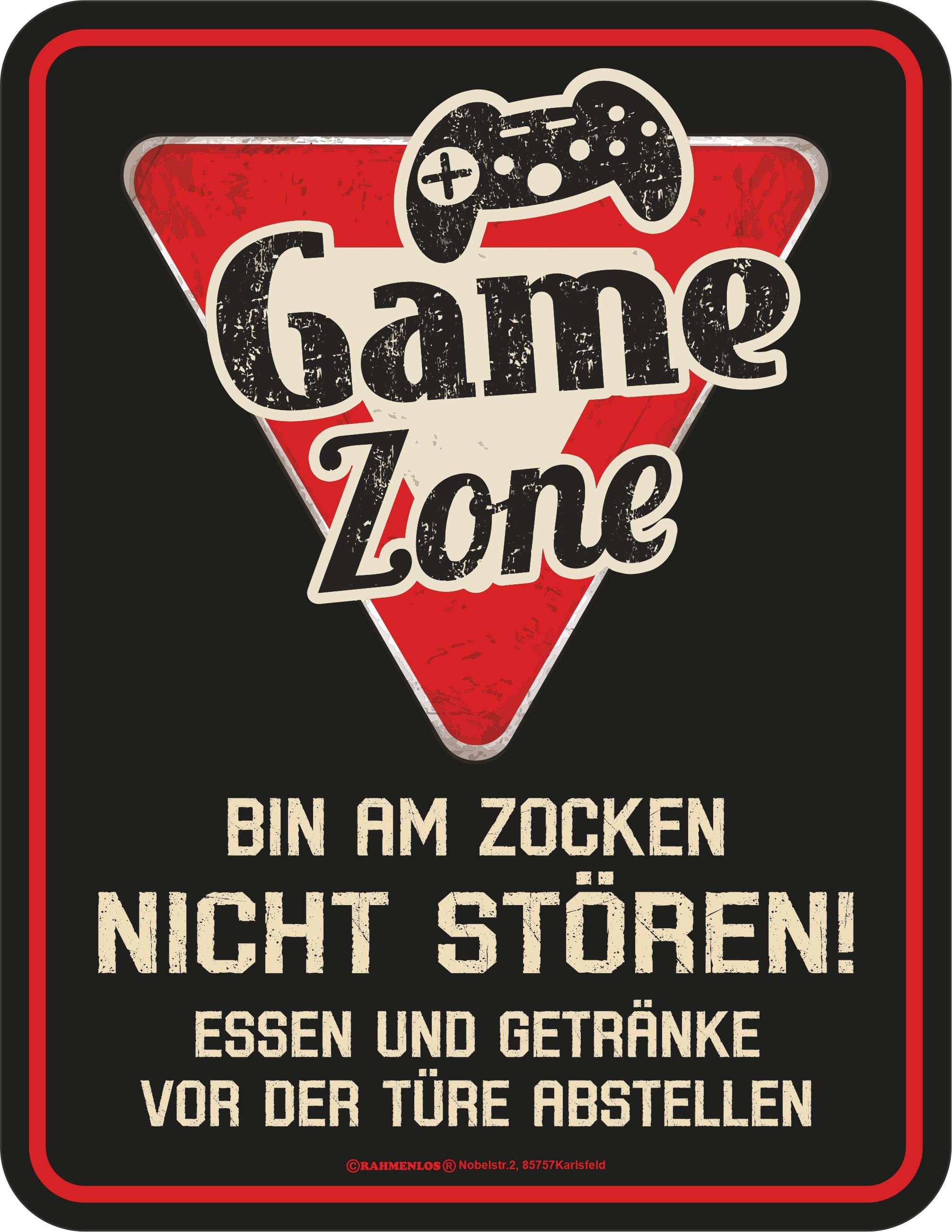 RAHMENLOS® Metallschild Deko Blechschild / Türschild für Zocker und Gamer