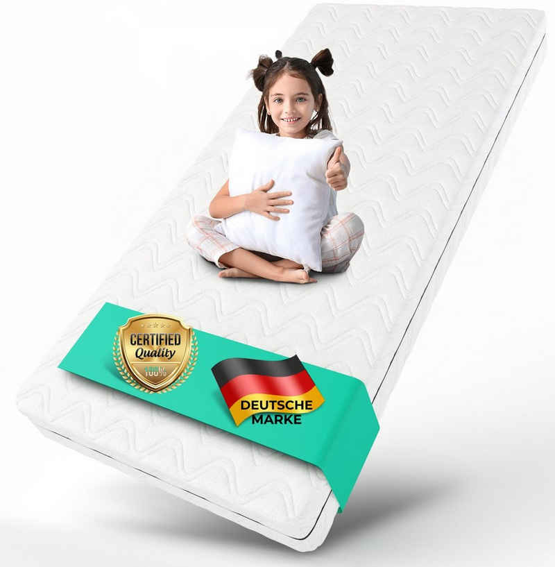 Kindermatratze COZY, Alavya Home®, 10 cm hoch, (Kindermatratze 80x160 cm ohne Spannbettlaken,CertiPUR zertifizierter Härtegrad H2 Kaltschaum mit waschbarem Bezug,hochwertige Matratze für Kinderbett Hausbett,Kaltschaummatratze 160x80 antibakteriell und geruchsneutral), Made in Europe mit guter Luftzirkulation - Versand als Rollmatratze