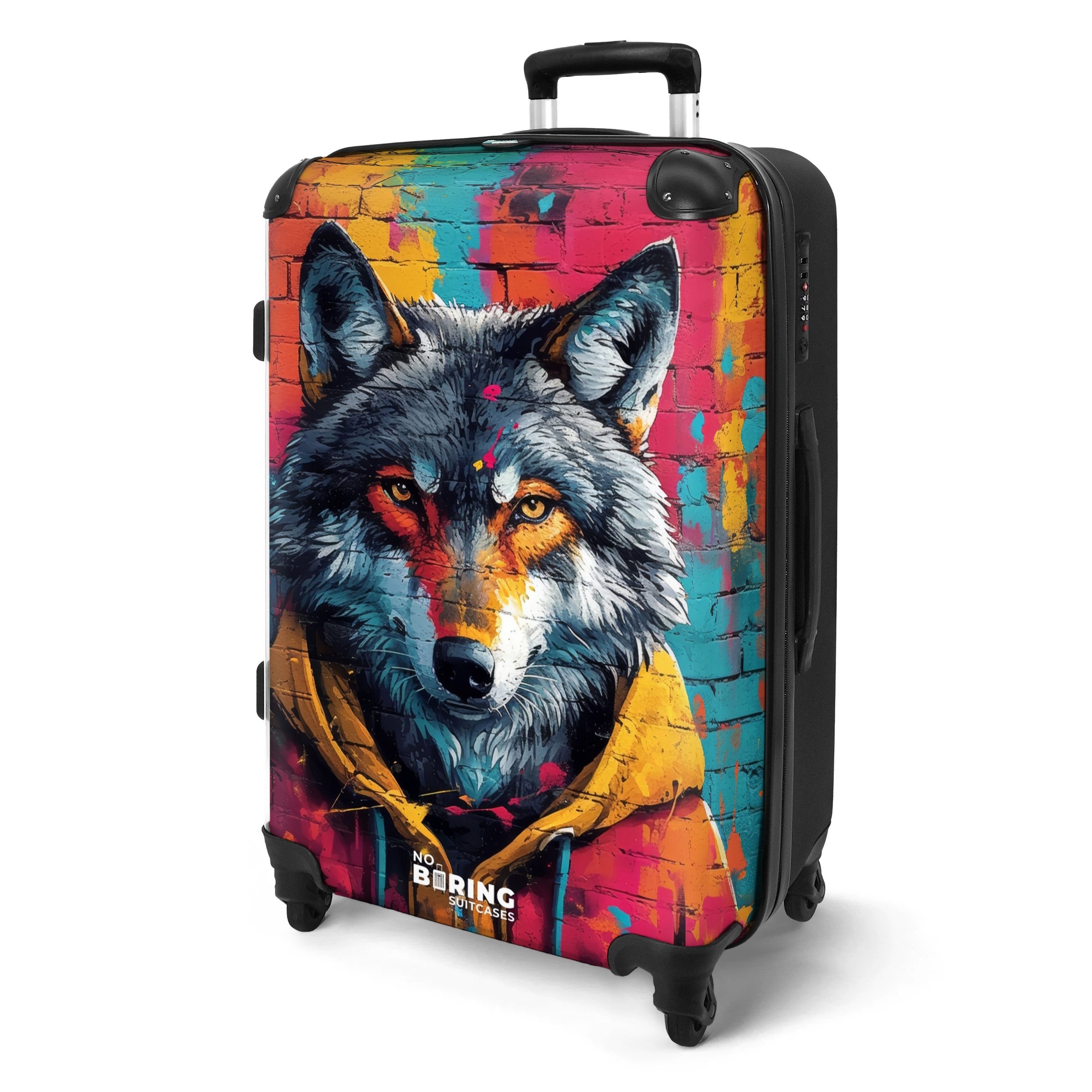 NoBoringSuitcases.com© Hartschalen-Trolley mit leuchtende Räder - Bunter Fu günstig online kaufen