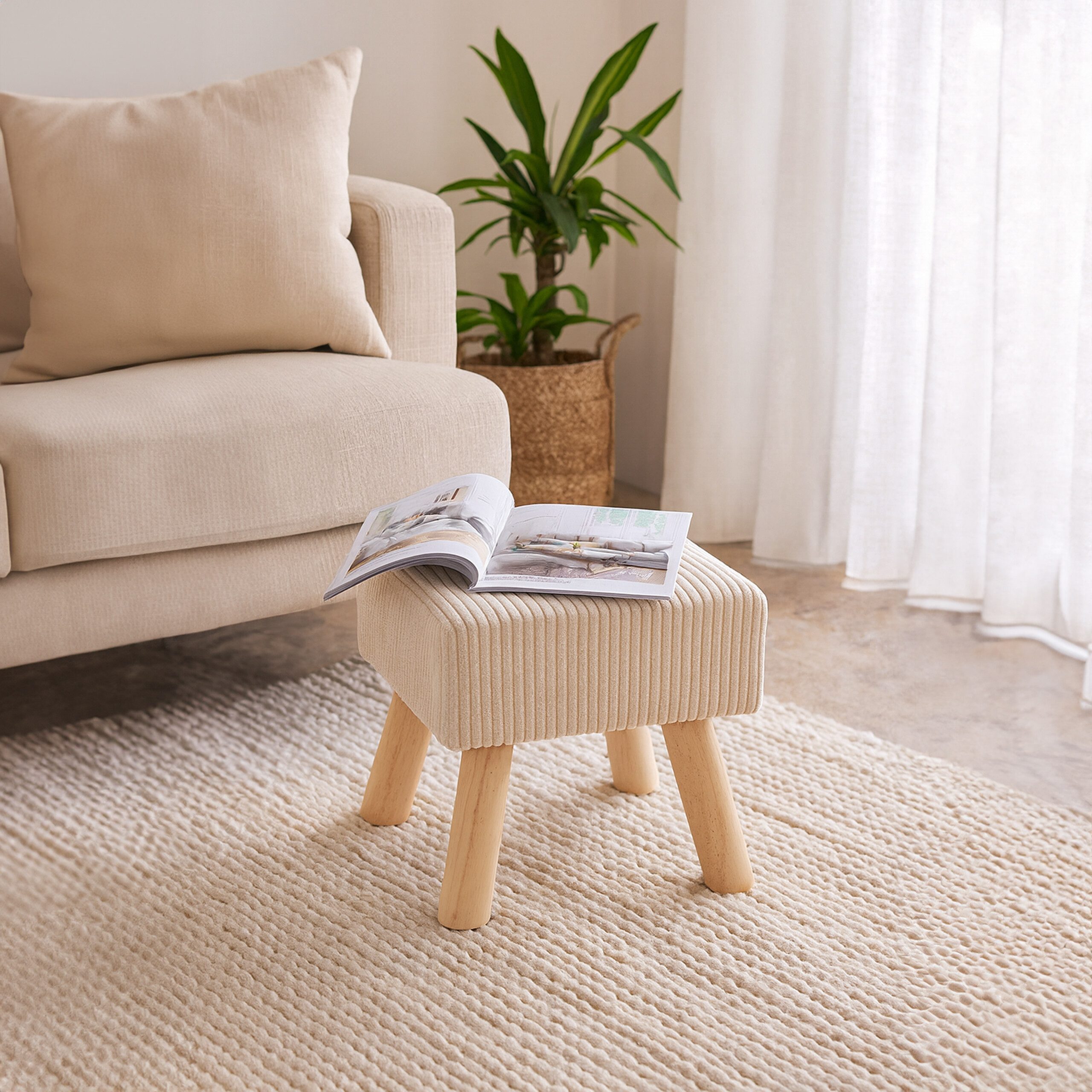 relaxdays Sitzhocker Hocker Cord, Beige günstig online kaufen