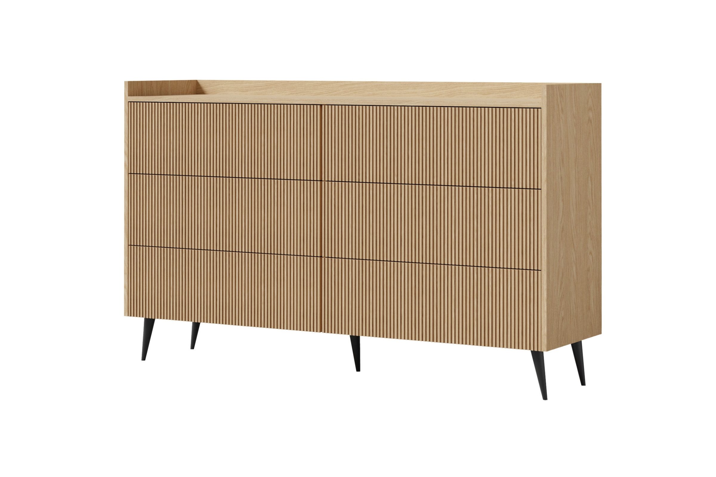 Deine Möbel 24 Kommode DALIA 03 mit 6 Schubladen, Riffelfront und Push-to-Open (Set, 1 St., DALIA-Kollektion), Sideboard in Frühlingseiche