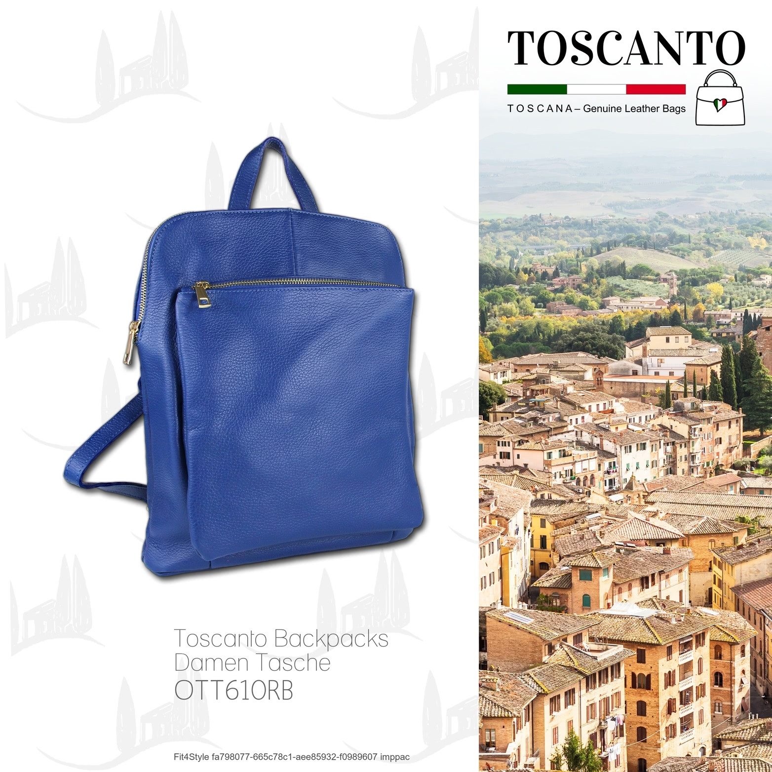 Toscanto Cityrucksack Toscanto Cityrucksack Freizeit (Cityrucksack), Damen Tasche Echtes Leder blau, Made-In Italy