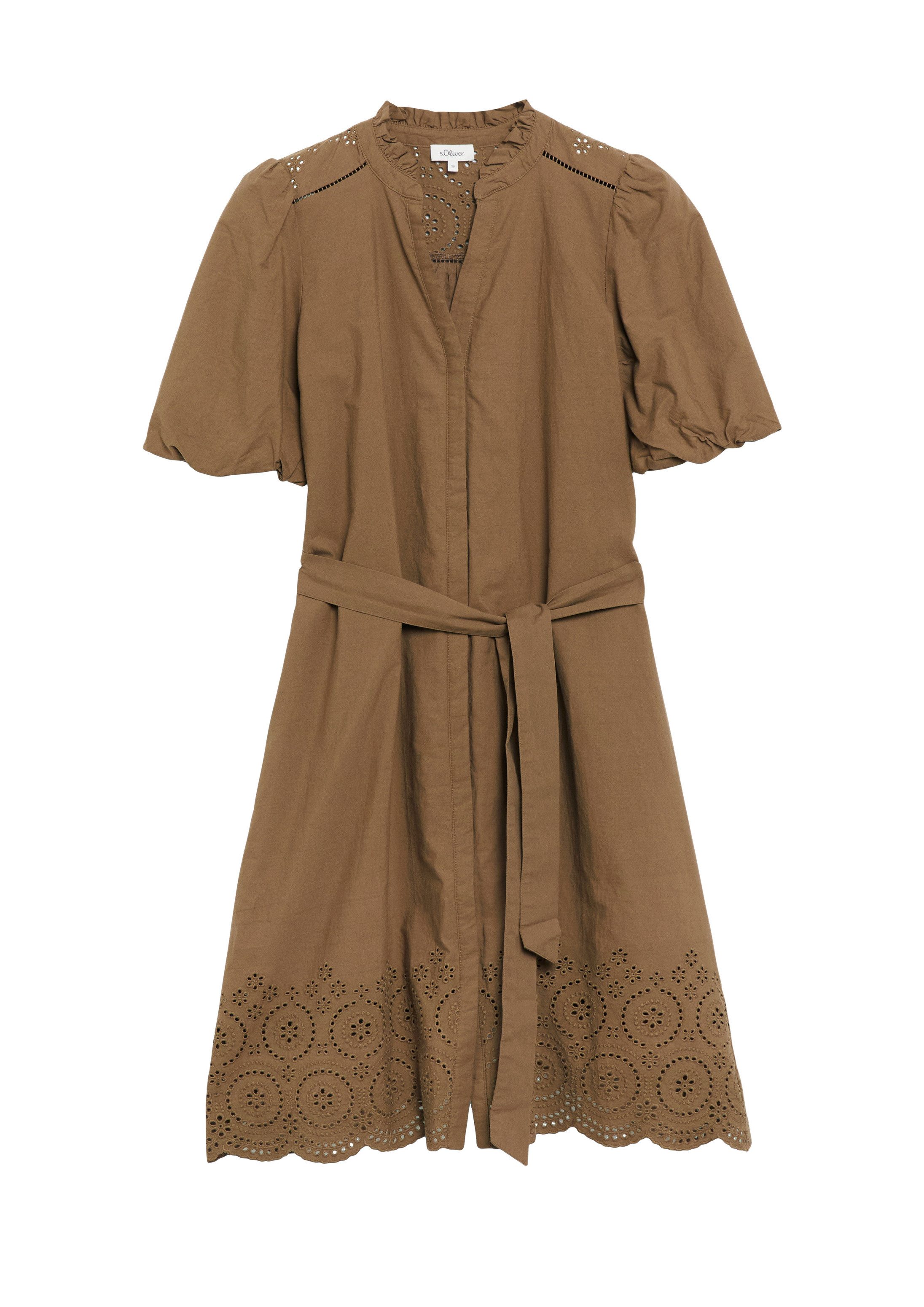 s.Oliver Minikleid Kleid Baumwollkleid mit Lochstickerei und Ballonärmeln