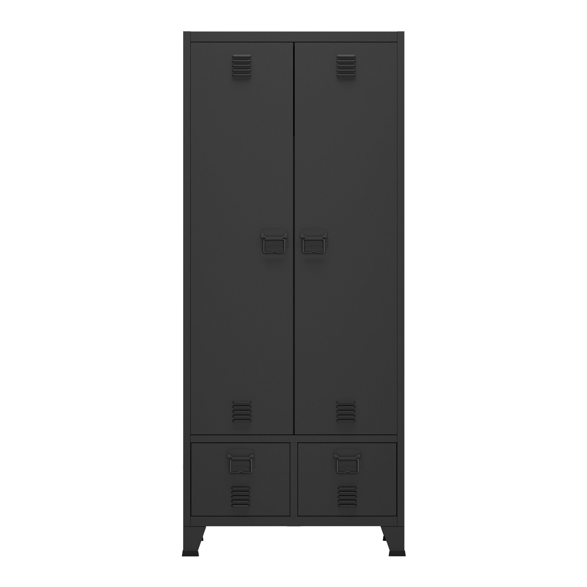 cm Schwarz Kleiderschrank en.casa 180x90x40 2 mit Schubladen Stahl »Hankasalmi«