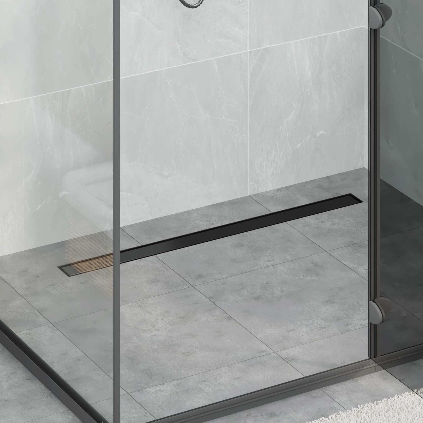 vidaXL Duschrinne 2 in 1 Duschabfluss Schwarz 100 cm Edelstahl 304, 1-St.