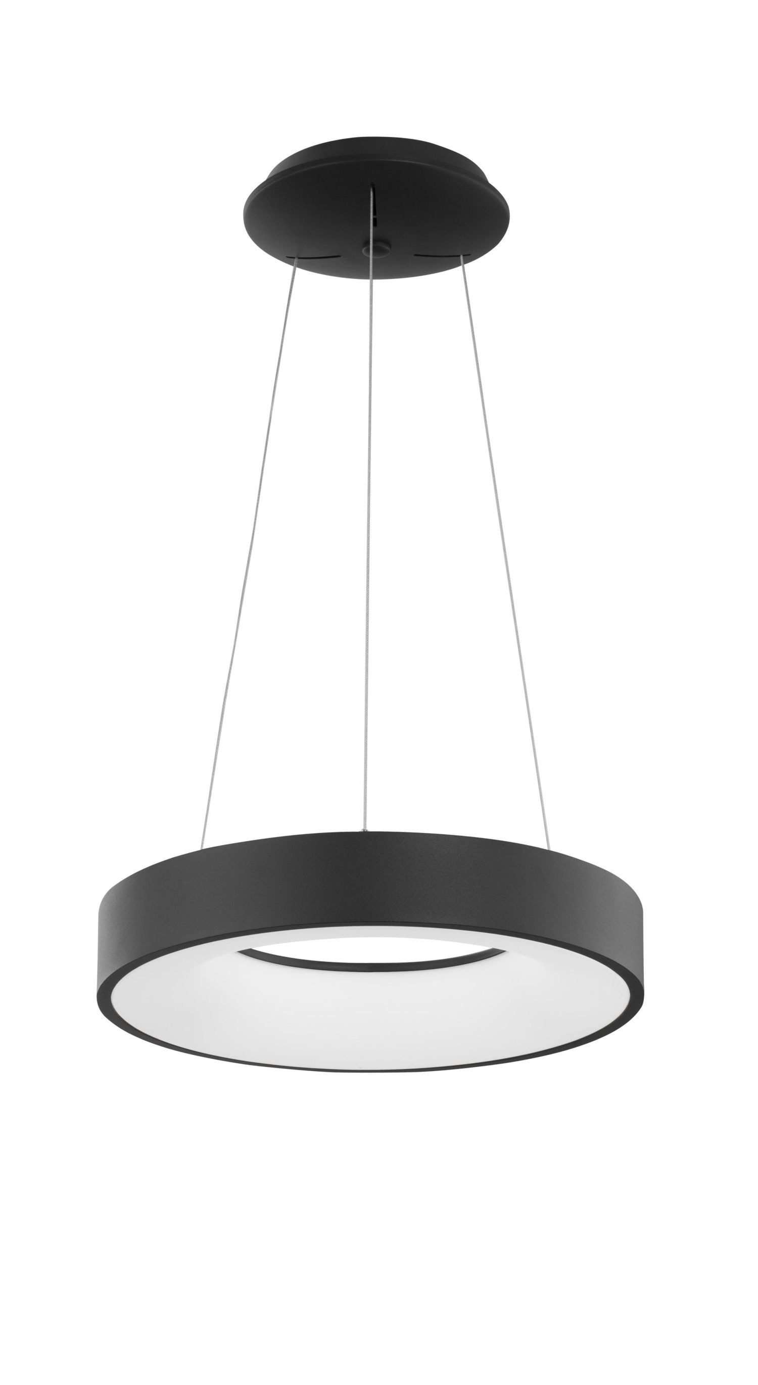 Licht-Erlebnisse Kronleuchter PERRY, LED, Warmweiß, LED Hängelampe dimmbar Ring Ø 38 cm Schwarz warmweiß 3000 K 1845 lm