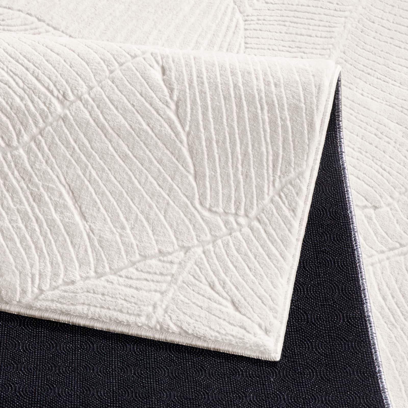 TaraCarpet Teppich TaraCarpet Homestyle 391 Blätter, rechteckig, Höhe: 10 mm, Felloptik hoch-tief weich waschbar floral creme 50x80 – Bild 5 von 5