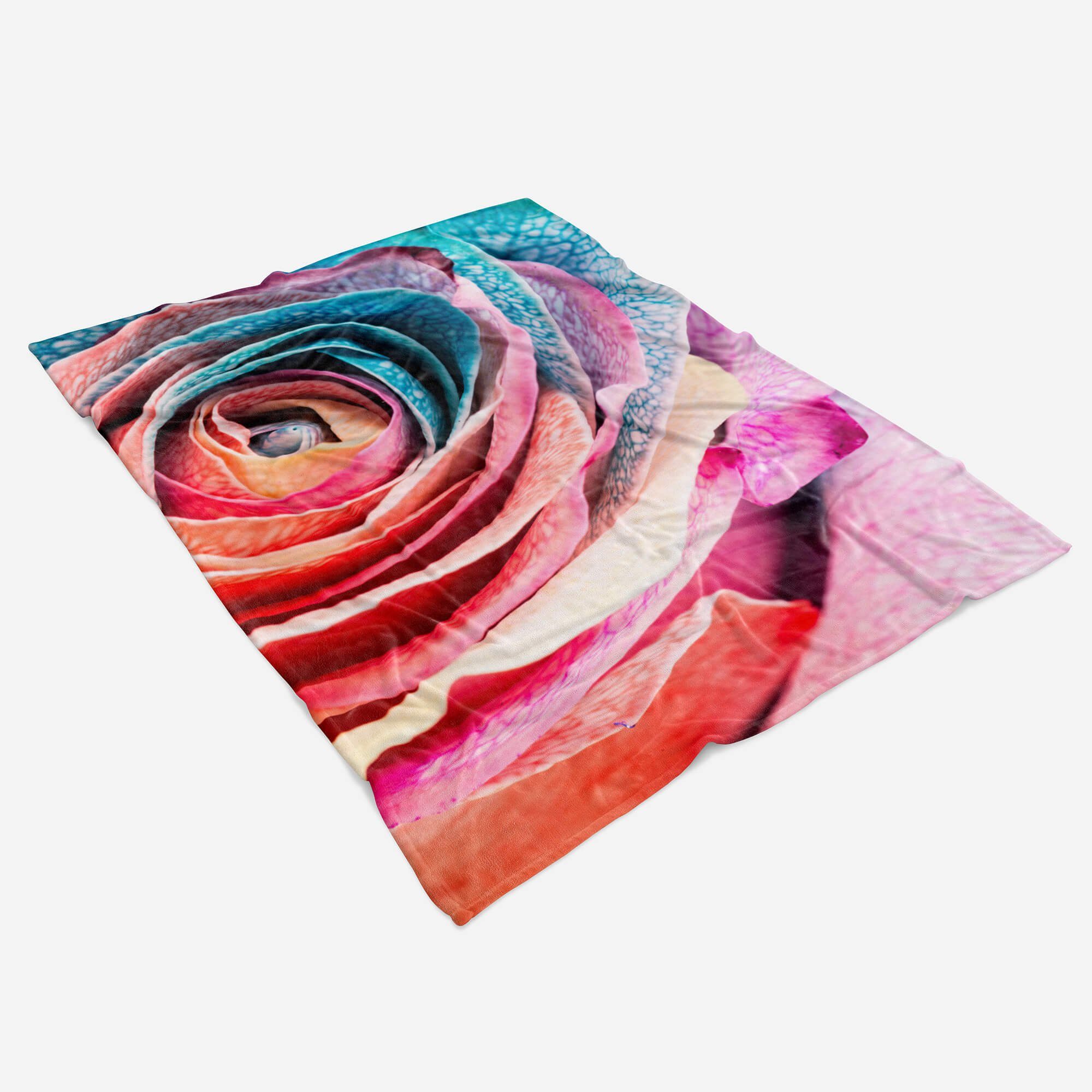 Bunte Handtücher Fotomotiv Saunatuch Kuscheldecke Handtuch Sinus (1-St), Strandhandtuch Blüte mit Handtuch Art Baumwolle-Polyester-Mix Farben,