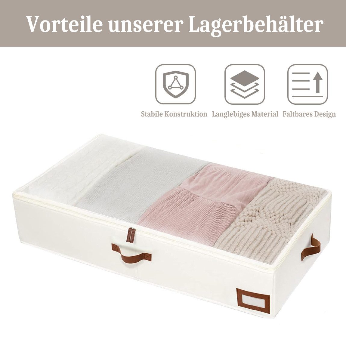 Minicloss Aufbewahrungsbox Faltbare Aufbewahrungsbox, 90-Liter-Unterbett-Aufbewahrungstasche (2 St), Kleideraufbewahrungstasche, große Haushalts-Aufbewahrungsbo – Bild 3 von 5