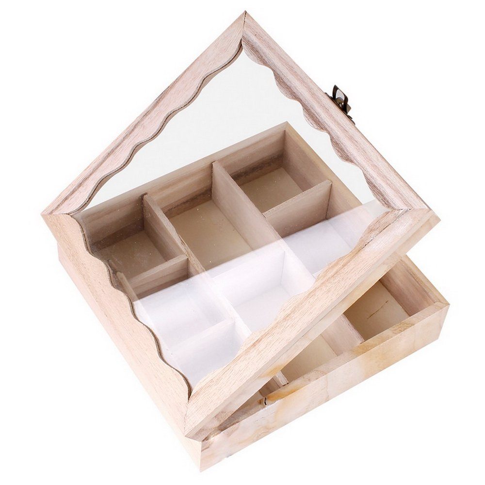 Linder Exclusiv GmbH Teebox Deko Tee-Box aus Holz mit Klappdeckel, transparenter Deckel aus Acrylglas | Teedosen