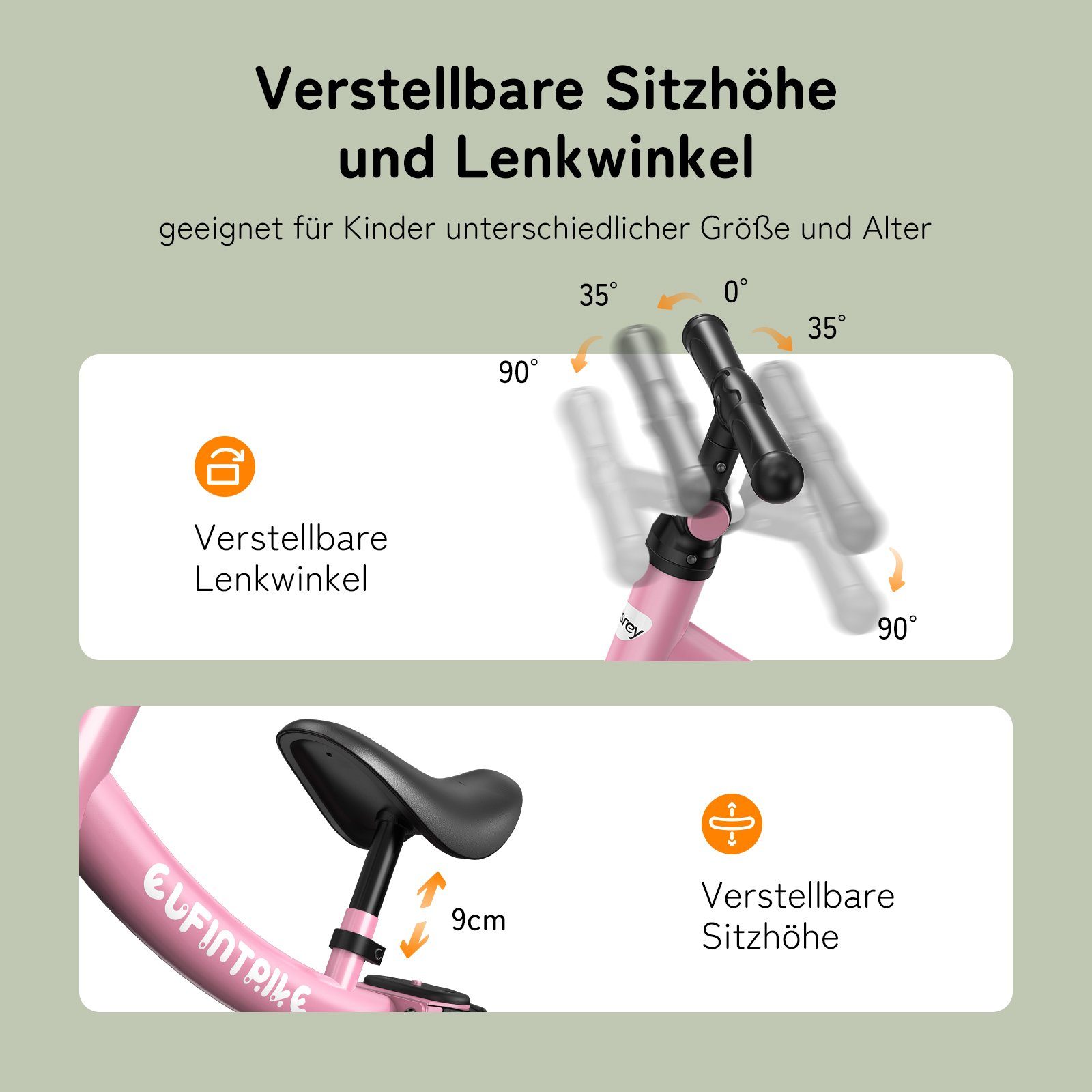 besrey Dreirad Kinderdreirad 5-in-1 Laufrad Lauffahrrad Geschenk für Kinder, Das Design ohne Kanten und Ecken, Sicherheit &Robuster Stahlrahmen