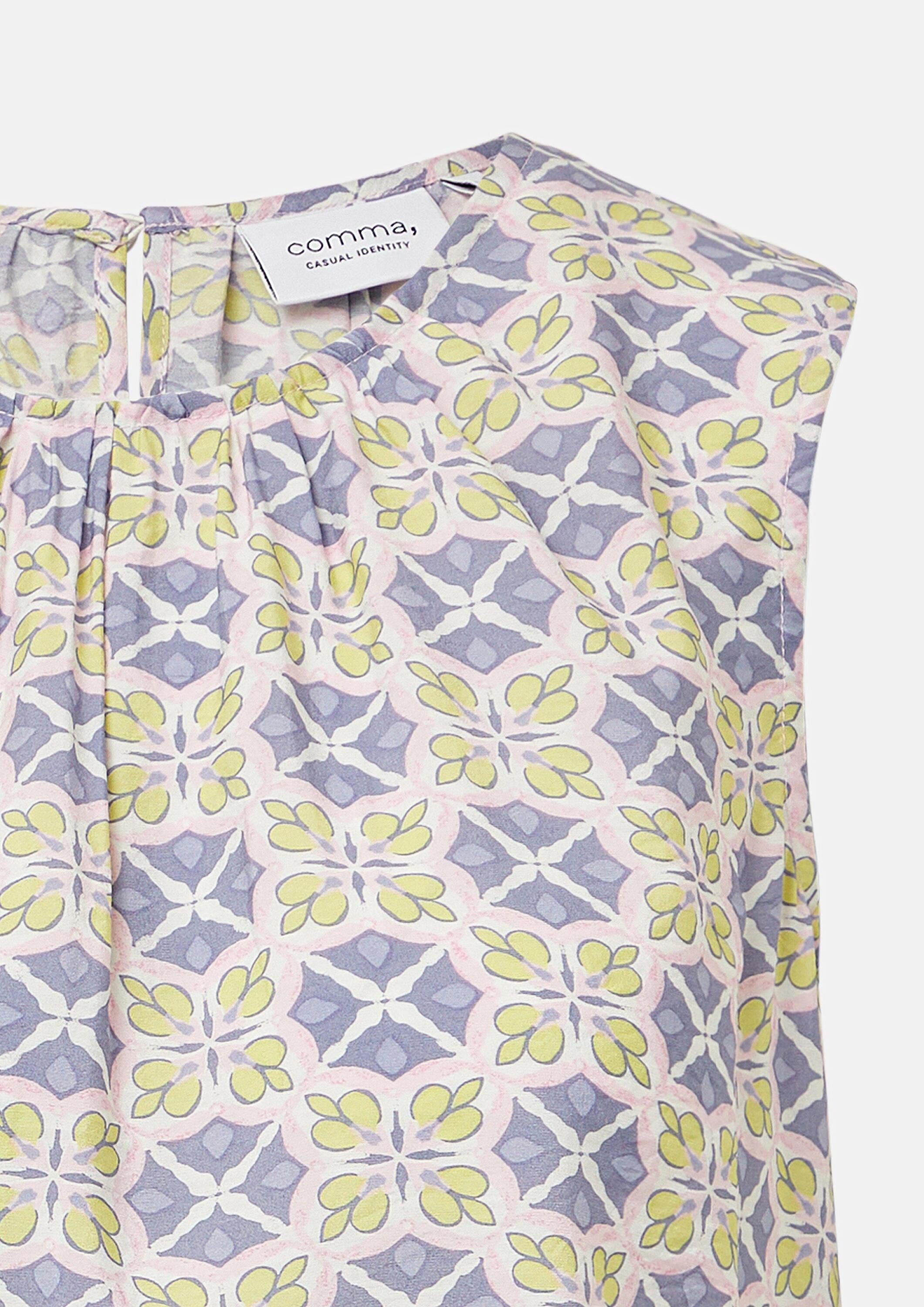 comma Blusentop Bluse Strukturiertes Blusentop mit Raffung