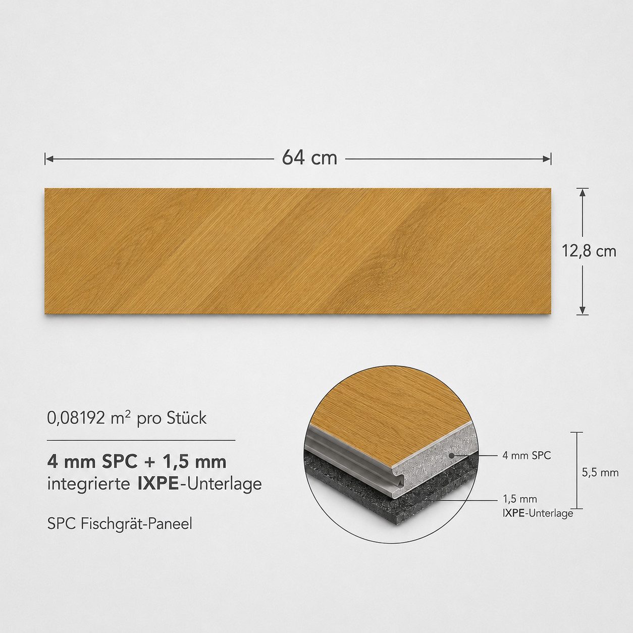 NoblesBox Designboden SPC Vinylboden Fischgrät 5,5 mm Klick wasserfest Holzoptik, Paket mit 24 Dielen, 12 x A und 12 x B, wasserfest,pflegeleicht, kleberfrei, Fischgrät-Design, formstabil