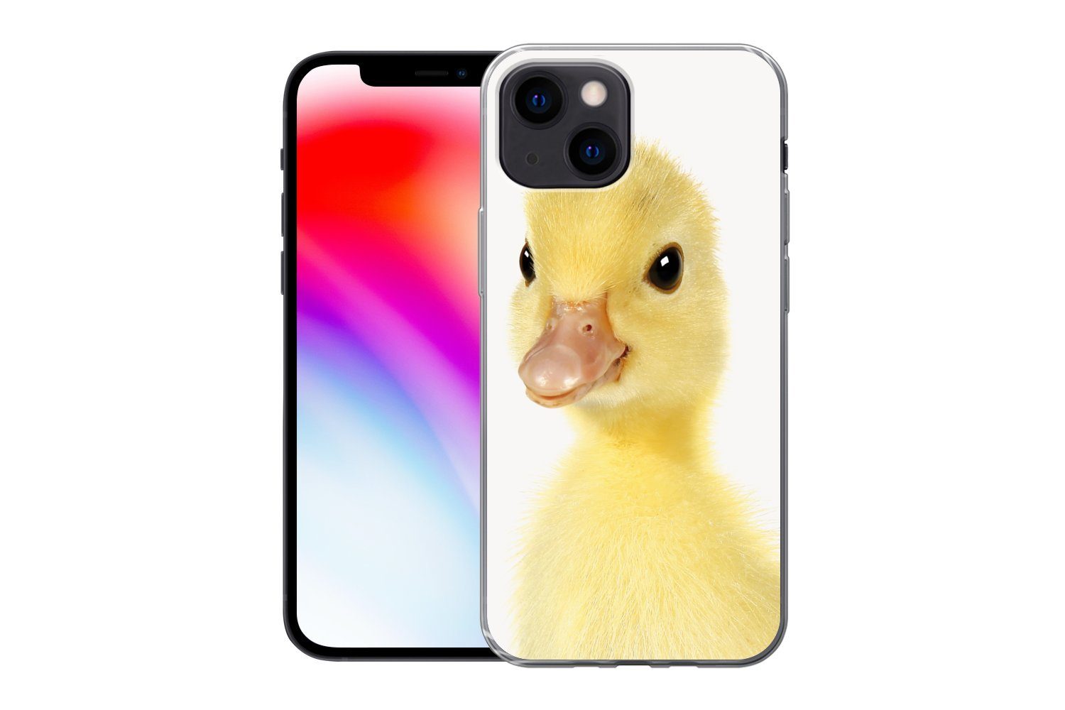 MuchoWow Handyhülle für Apple iPhone 13 mini Ente - Küken - Süß - Kinder - Mädchen - Junge, Smartphone-Bumper, Print, Handy Schutzhülle Dünn