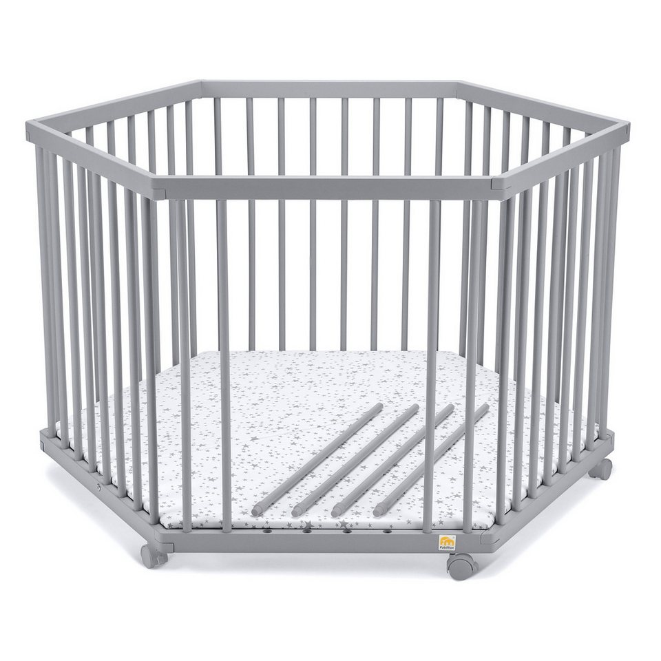 FabiMax Laufgitter 6-eck, Buche massiv, 4 Schlupfsprossen, stufenlos ...