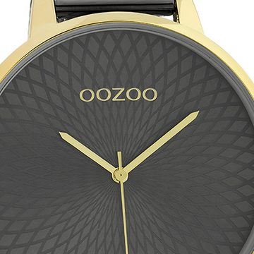 OOZOO Quarzuhr Oozoo Unisex Armbanduhr Timepieces Analog, Damen, Herrenuhr rund, extra groß (ca. 48mm) Metallarmband schwarz