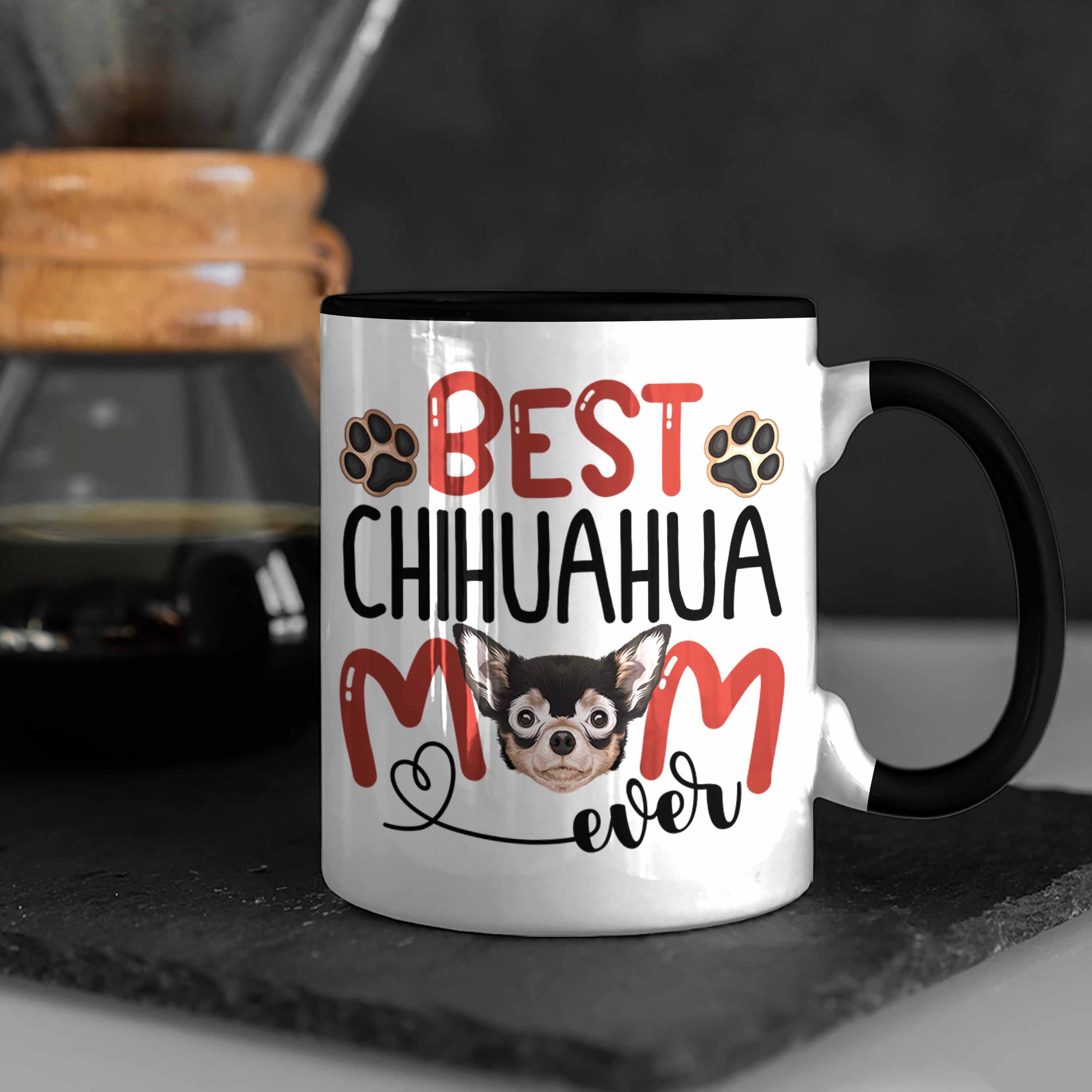 Geschenkidee Spruch Chihuahua Schwarz Mom Tasse Besitzerin Lustiger Tasse B Trendation Geschenk