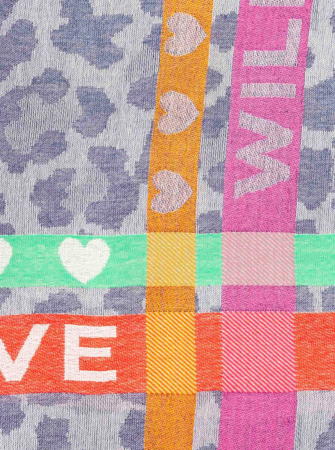 Zwillingsherz Schal "Wild Love", trendiger Schal mit Herzen und Schriftzug