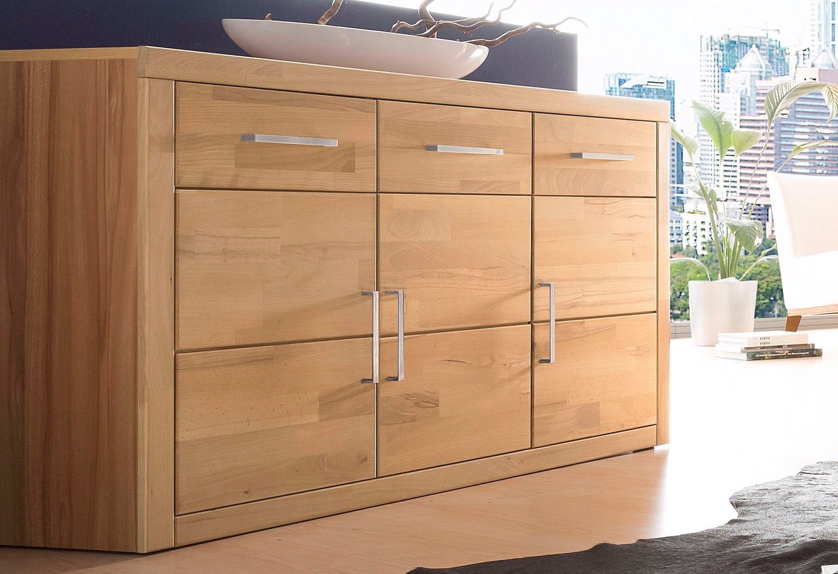 Sideboard Logo,130cm breit,42 cm tief, Fronten Massivholz,2 breite Fächer