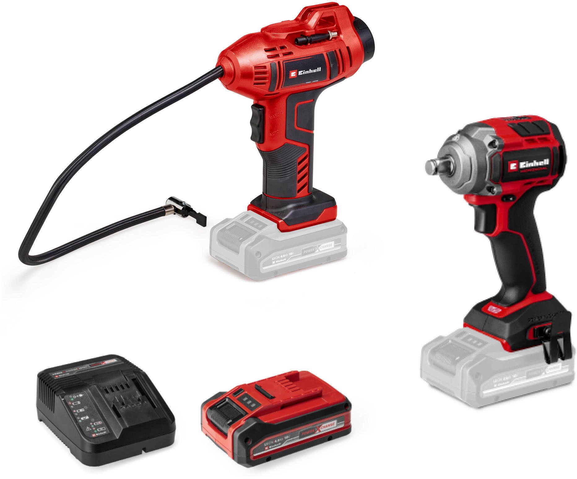 Einhell Akku-Schlagschrauber PROFESSIONAL Maschinen-Set TP-CW 18/350-C + CE-CC 18 Kit, (mit Akku-Autokompressor und PXC-Starter-Kit), Inkl. Akku und Ladegerät