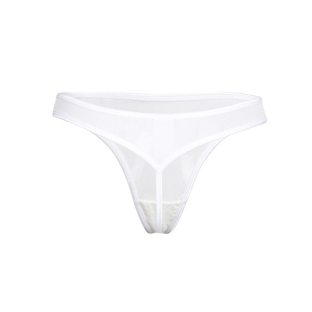 Lau-Fashion Strapsgürtel Strumpfhalter Corsagen Strumpfgürtel Strapse Dessous Weiss String S/XL, in transparenter Optik