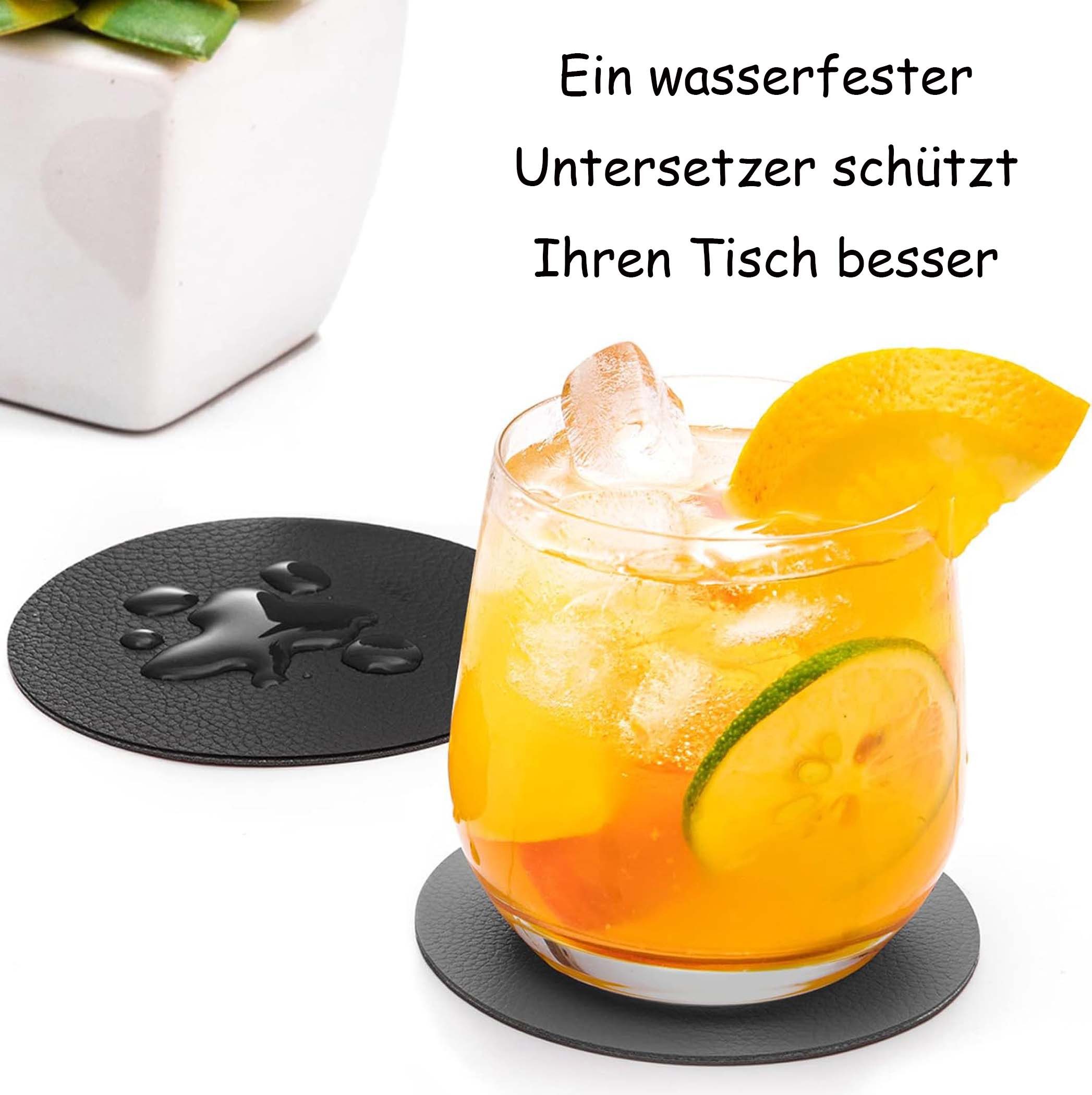 Diwzbyn Getränkeuntersetzer 12er Doppelseitigen Gläser Leder Untersetzer,Abwischbar – Bild 4 von 5
