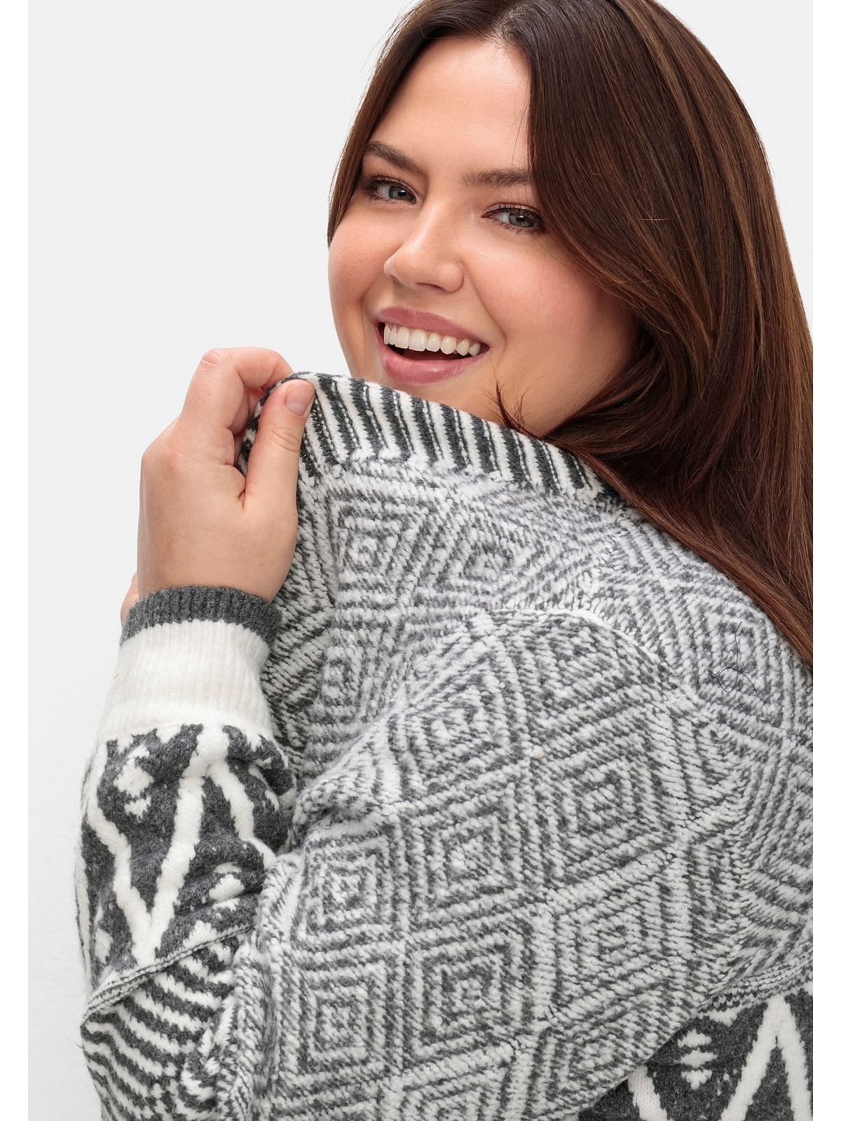 sheego by Joe Browns Longstrickjacke Große Größen im Jacquard-Mustermix