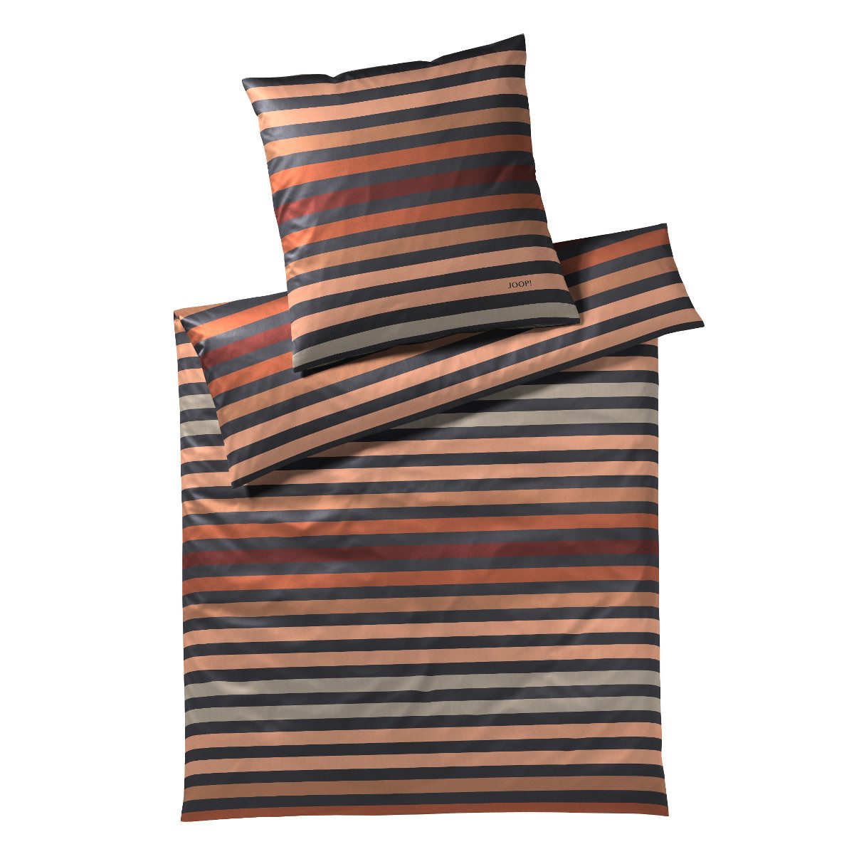 JOOP! Bettwäsche JOOP! Comfort Satin Bettwäsche Tone 4103-8 kupfer Streifen 135x200, Comfort Satin, 2 teilig, Mit Reißverschluss