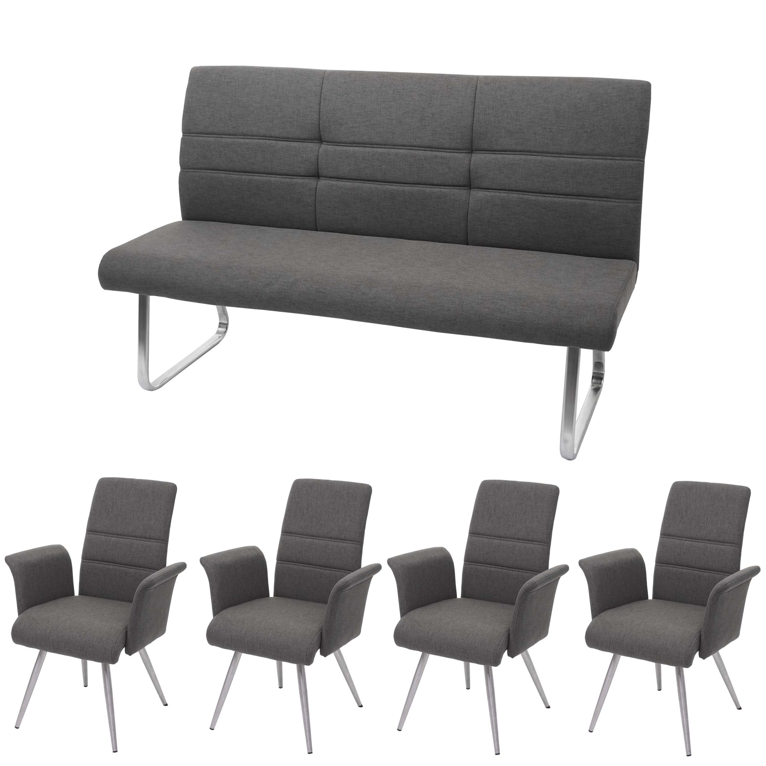 MCW Esszimmerstuhl MCW-G55-1 (Stühle mit Armlehne, 4 St), 4er-Set, inklusive 3-Sitzer Bank, abgerundete Ecken, Fußbodenschoner