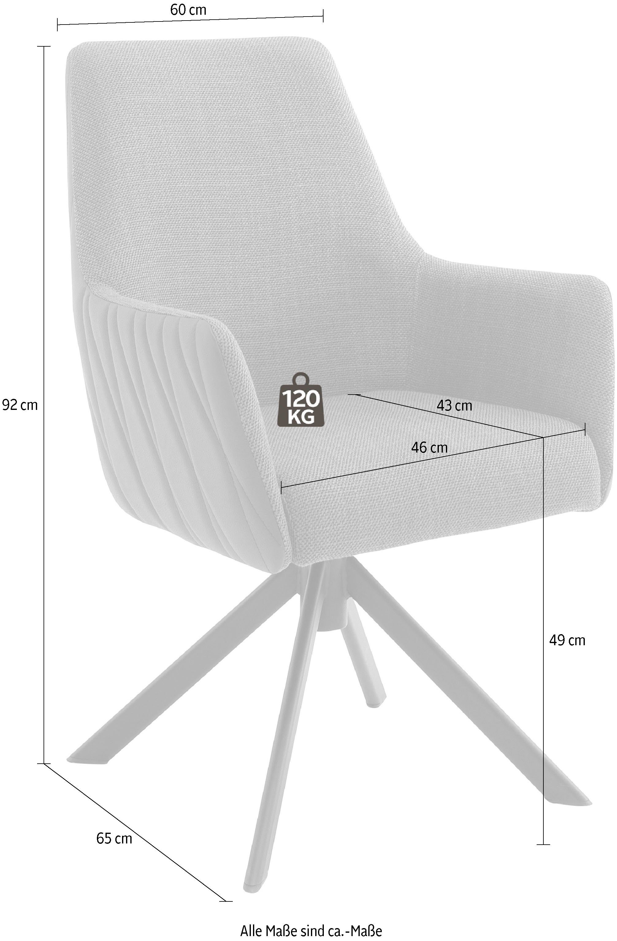 Esszimmerstuhl (Set, kg 120 furniture Reynosa Belastbar Nivellierung, 2 MCA St), 4-Fußstuhl 360°drehbar bis | Anthrazit Anthrazit mit