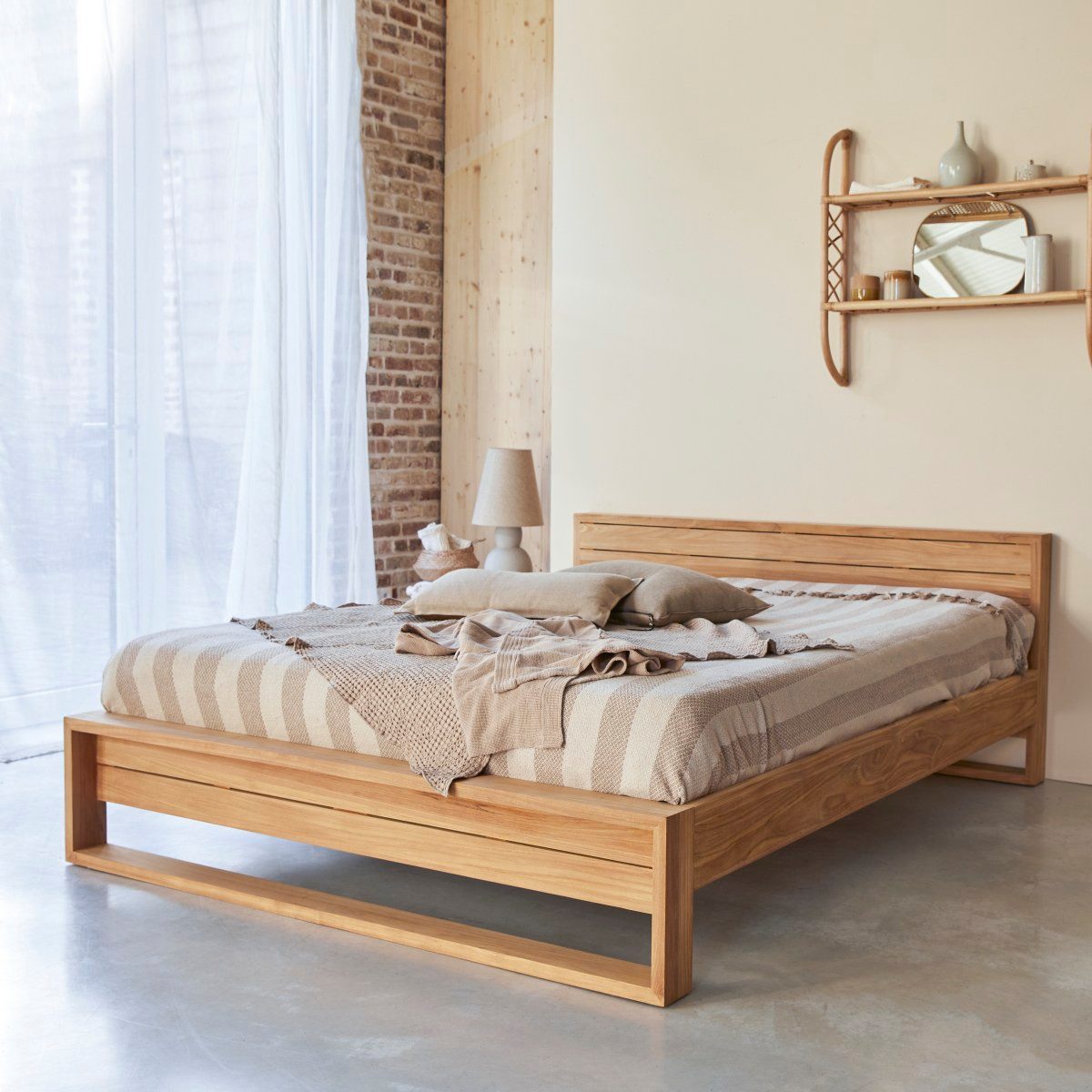 Tikamoon Massivholzbett Bett aus Teak massiv 160x200cm 2 Personen exotisch Schlafzimmer Neu Ti (1-tlg)